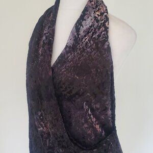 ZARA Burnt Out Velvet Halter Top Blouse Open Back Asymmetrical Hem Dark Fairy